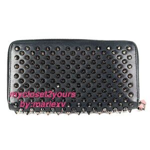 Christian Louboutin Panettone Spike Leather Zippy Around Long Wallet